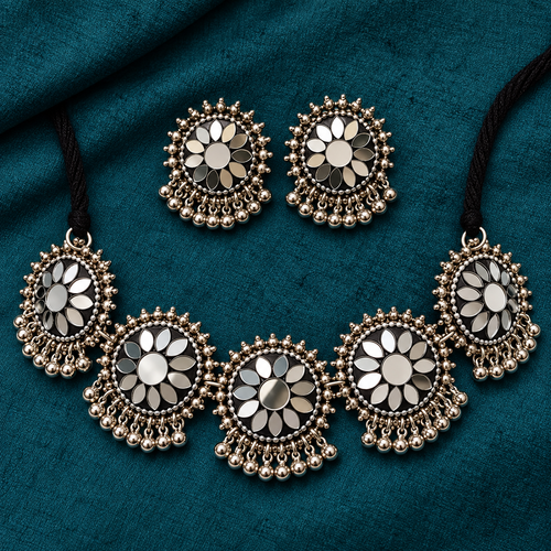 Aaina Phool Mirror Choker Set | MyJhumki