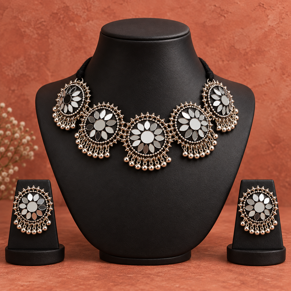 Aaina Phool Mirror Choker Set | MyJhumki
