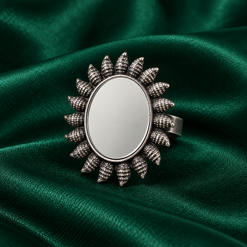 Aaina Surajmukhi Oxidised Mirror Ring | MyJhumki