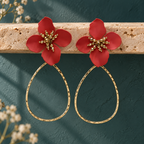 Aaradhya Coral Bloom Teardrop Earrings | MyJhumki