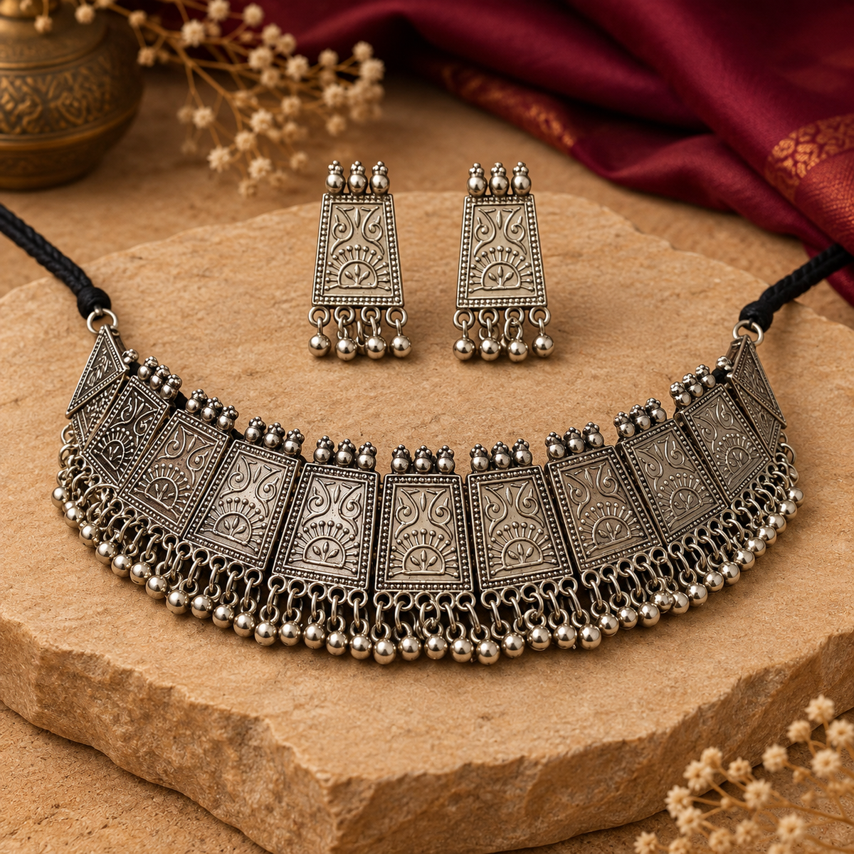 Aaranya Engraved Panel Choker Set | MyJhumki