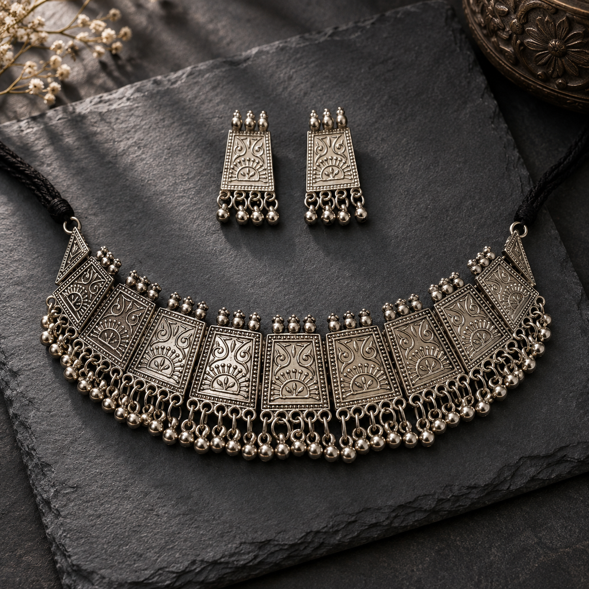 Aaranya Engraved Panel Choker Set | MyJhumki