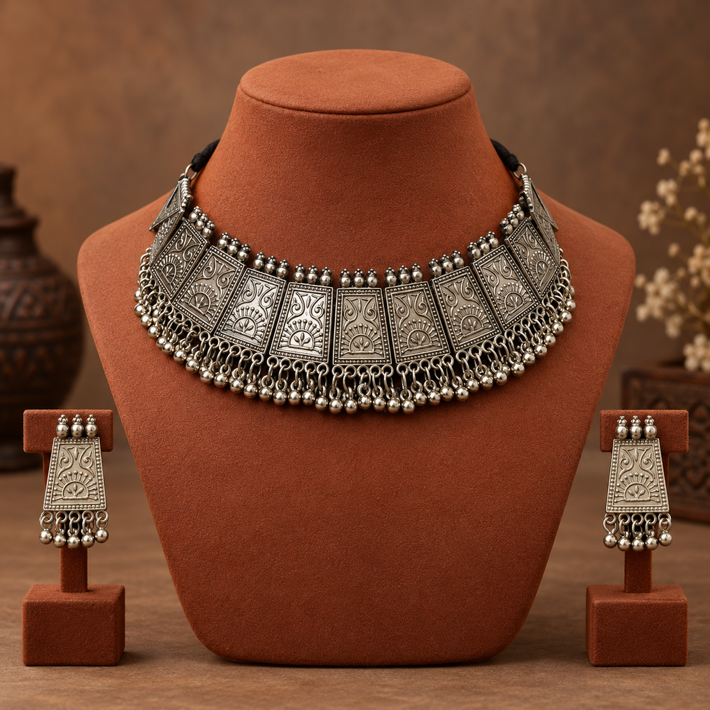 Aaranya Engraved Panel Choker Set | MyJhumki