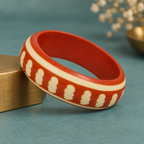 Aarika Ivory Motif Terracotta Acrylic Bangle | MyJhumki
