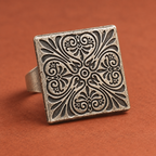 Aarika Heritage Square Oxidised Ring | MyJhumki