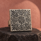 Aarika Heritage Square Oxidised Ring | MyJhumki