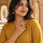 Aarika Heritage Square Oxidised Ring | MyJhumki