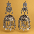 Aarohi Coin Tassel Oxidised Jhumka | MyJhumki