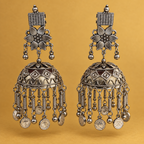 Aarohi Coin Tassel Oxidised Jhumka | MyJhumki