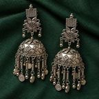 Aarohi Coin Tassel Oxidised Jhumka | MyJhumki
