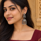 Aarohi Coin Tassel Oxidised Jhumka | MyJhumki