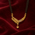 Aarohi Leaf Arc Mangalsutra on a burgundy velvet backdrop