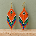 Aarohi Orange Multicolour Beaded Fringe Earrings | MyJhumki