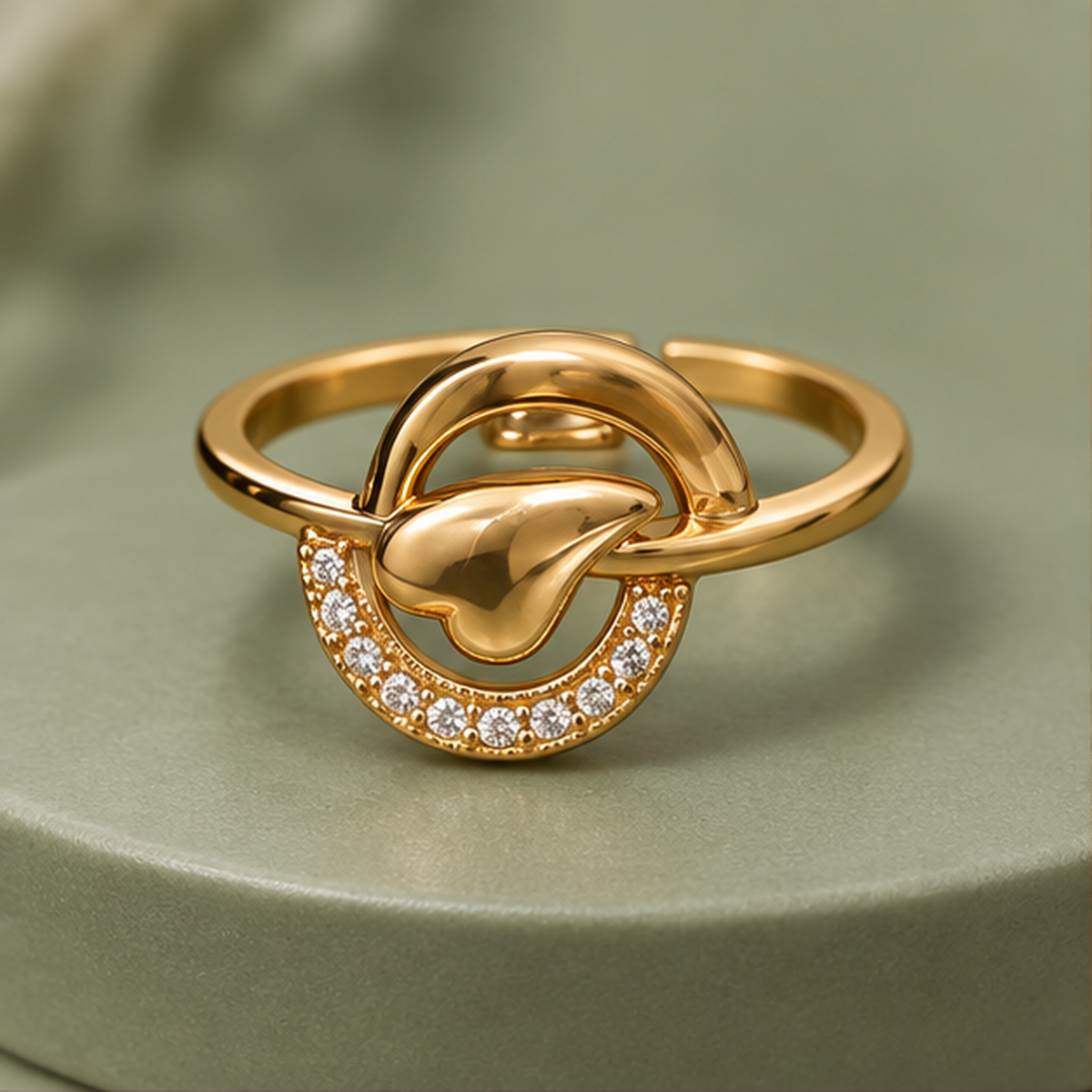 Aarohi Sculpted Orbit Sparkle Gold-Tone Ring by MyJhumki
