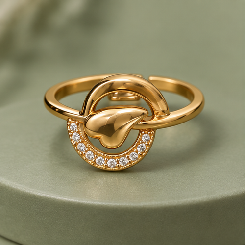 Aarohi Sculpted Orbit Sparkle Gold-Tone Ring by MyJhumki
