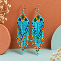 Aasma Sky Blue Beaded Fringe Earrings | MyJhumki
