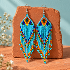Aasma Sky Blue Beaded Fringe Earrings | MyJhumki