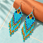 Aasma Sky Blue Beaded Fringe Earrings | MyJhumki
