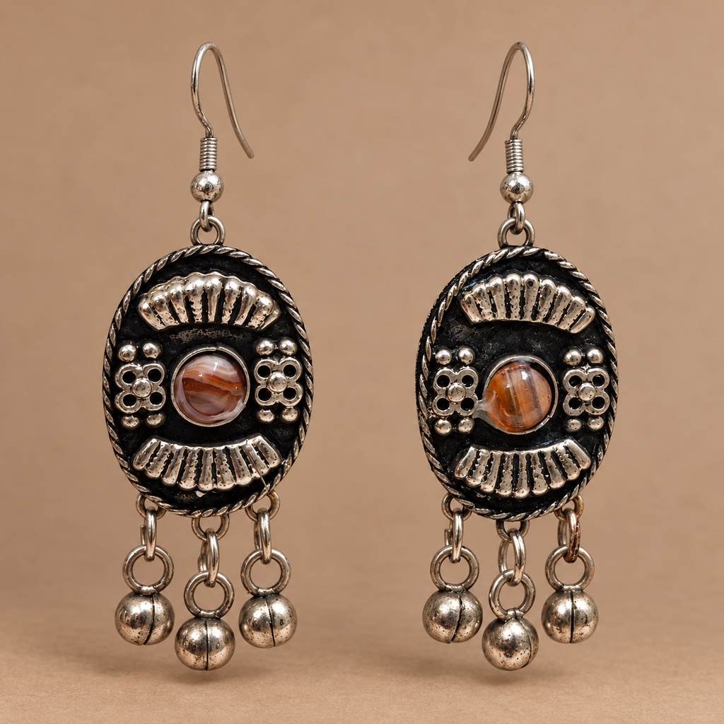Adiva Black Tribal Dangler Earrings | MyJhumki