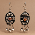 Adiva Black Tribal Dangler Earrings | MyJhumki
