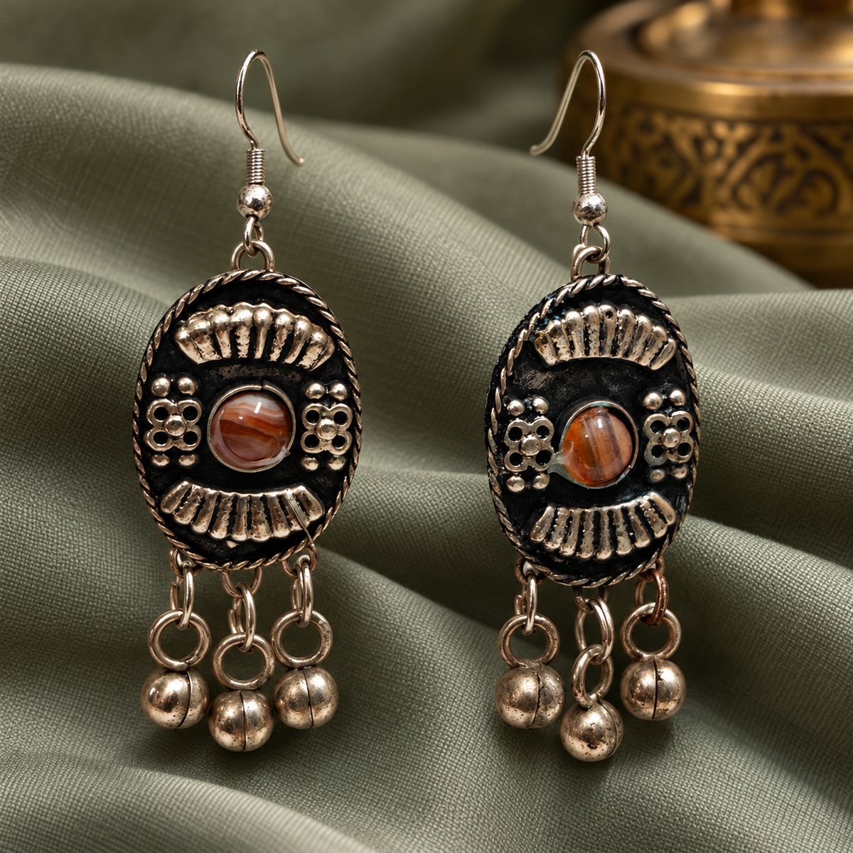 Adiva Black Tribal Dangler Earrings | MyJhumki