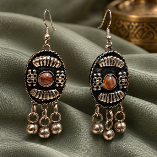 Adiva Black Tribal Dangler Earrings | MyJhumki