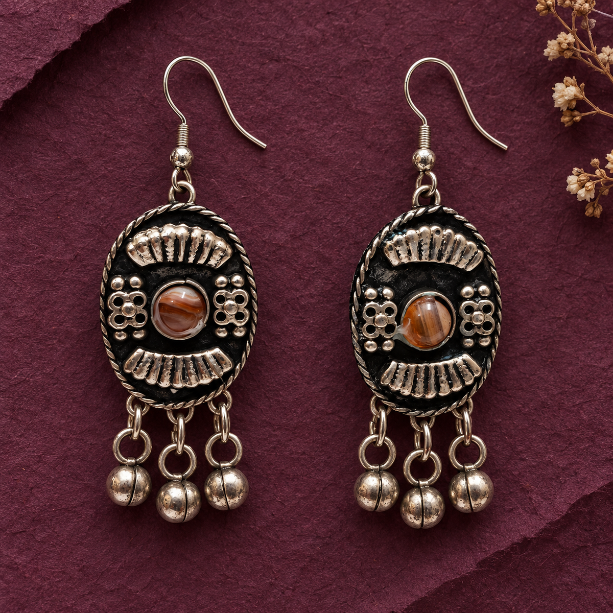 Adiva Black Tribal Dangler Earrings | MyJhumki