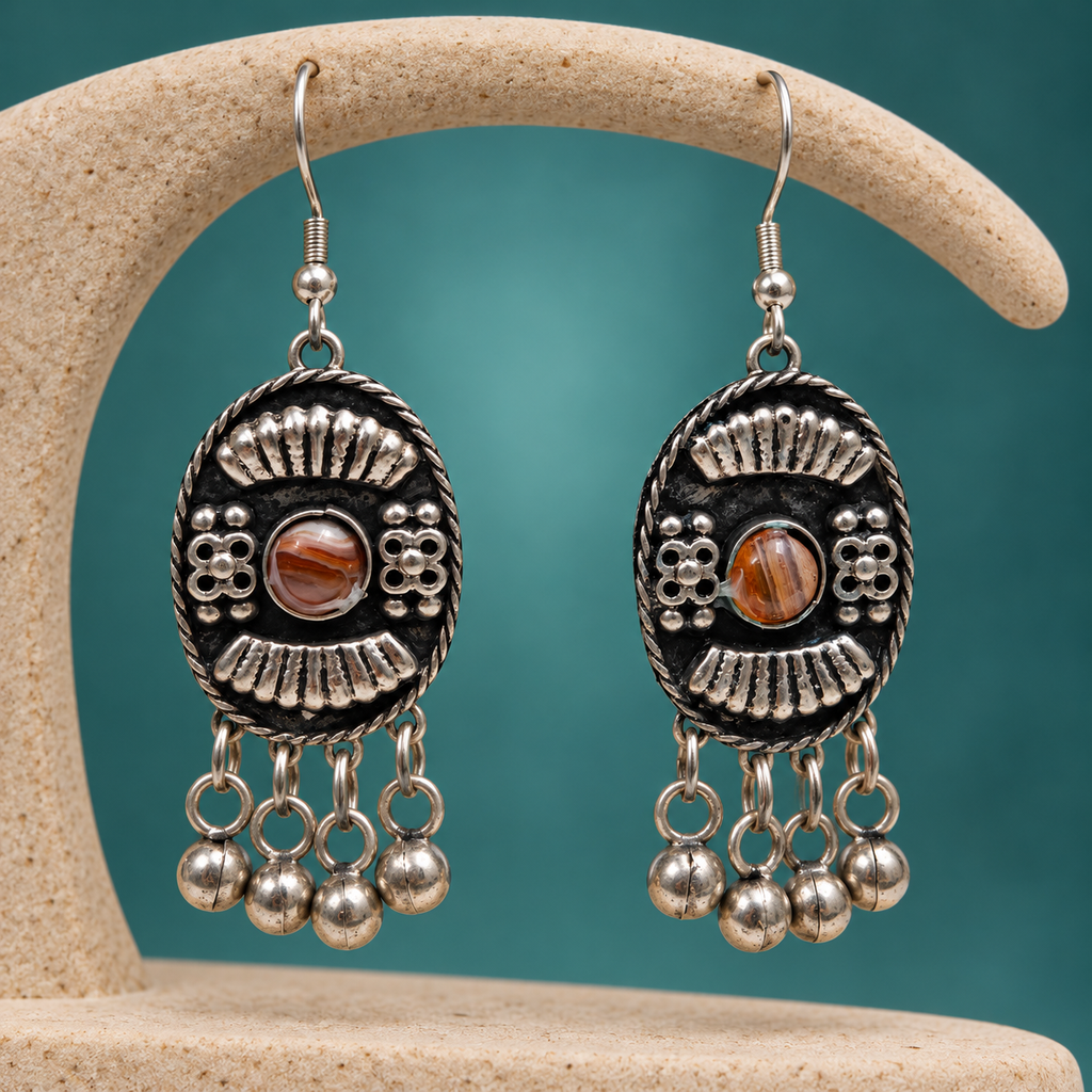 Adiva Black Tribal Dangler Earrings | MyJhumki