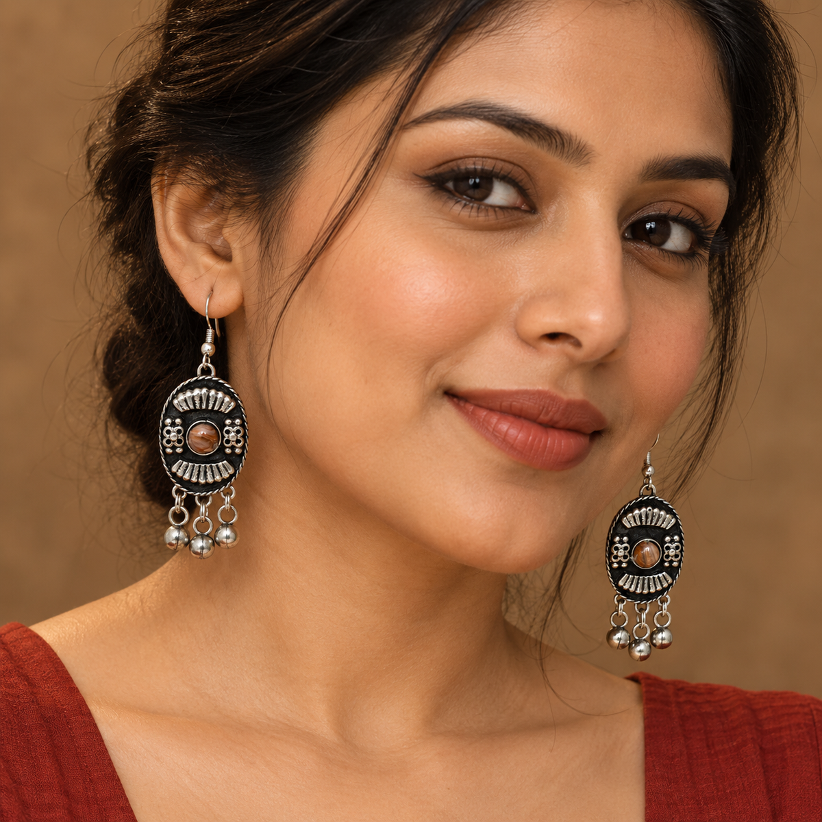Adiva Black Tribal Dangler Earrings | MyJhumki