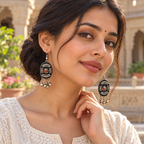Adiva Black Tribal Dangler Earrings | MyJhumki