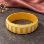 Ahaana Ivory Dash Mustard Acrylic Bangle | MyJhumki