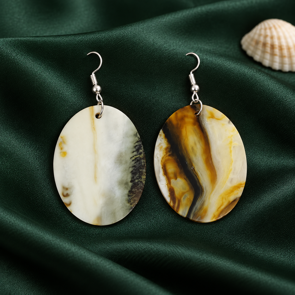 Amara Marbled Oval Earrings | MyJhumki