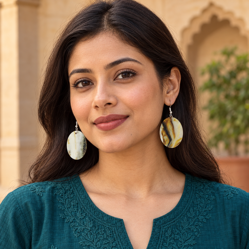 Amara Marbled Oval Earrings | MyJhumki