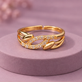 Ananta Leaf Infinity Sparkle Gold-Tone Ring by MyJhumki