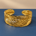 Avira Feather Crossover Gold Cuff Bracelet | MyJhumki
