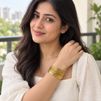 Avira Feather Crossover Gold Cuff Bracelet | MyJhumki