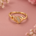 Dilruba Interlocking Heart Rose Gold-Tone Ring by MyJhumki