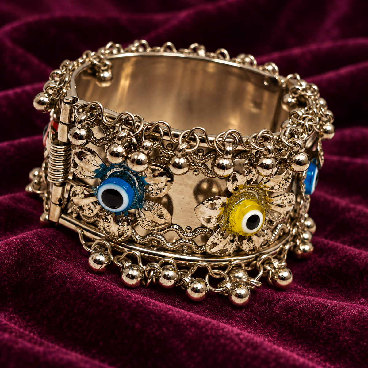 Drishti Blue Yellow Evil Eye Cuff Bracelet | MyJhumki