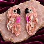 Gulabi Blush Parrot Statement Earrings | MyJhumki
