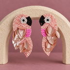 Gulabi Blush Parrot Statement Earrings | MyJhumki