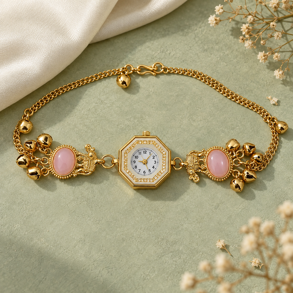 Gulabi Mor Ghungroo Kashmiri Watch | MyJhumki