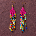 Gulabi Multicolour Beaded Tassel Earrings | MyJhumki
