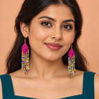 Gulabi Multicolour Beaded Tassel Earrings | MyJhumki