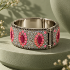 Gulabi Nazar Pink Crystal Hinged Cuff Bracelet | MyJhumki