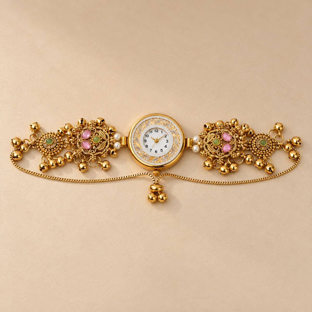 Gulabi Noor Floral Pearl Kashmiri Jewellery Watch by MyJhumki