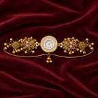 Gulabi Noor Floral Pearl Kashmiri Jewellery Watch on a wine velvet backdrop