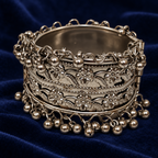 Gulnaar Floral Ghungroo Silver Cuff | MyJhumki