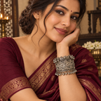 Gulnaar Floral Ghungroo Silver Cuff | MyJhumki