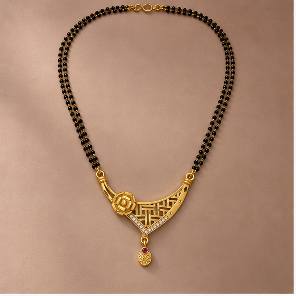 Gulnaar Geometric Rose Gold-Tone Mangalsutra by MyJhumki