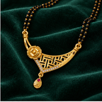 Gulnaar Geometric Rose Gold-Tone Mangalsutra on an emerald velvet backdrop